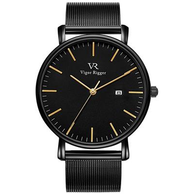 Fashionable Black Popular Simple Watch Stylish Brand Thin Analog Watch Business Waterproof Quartz Watch [BUREI] Men's Men's Men's