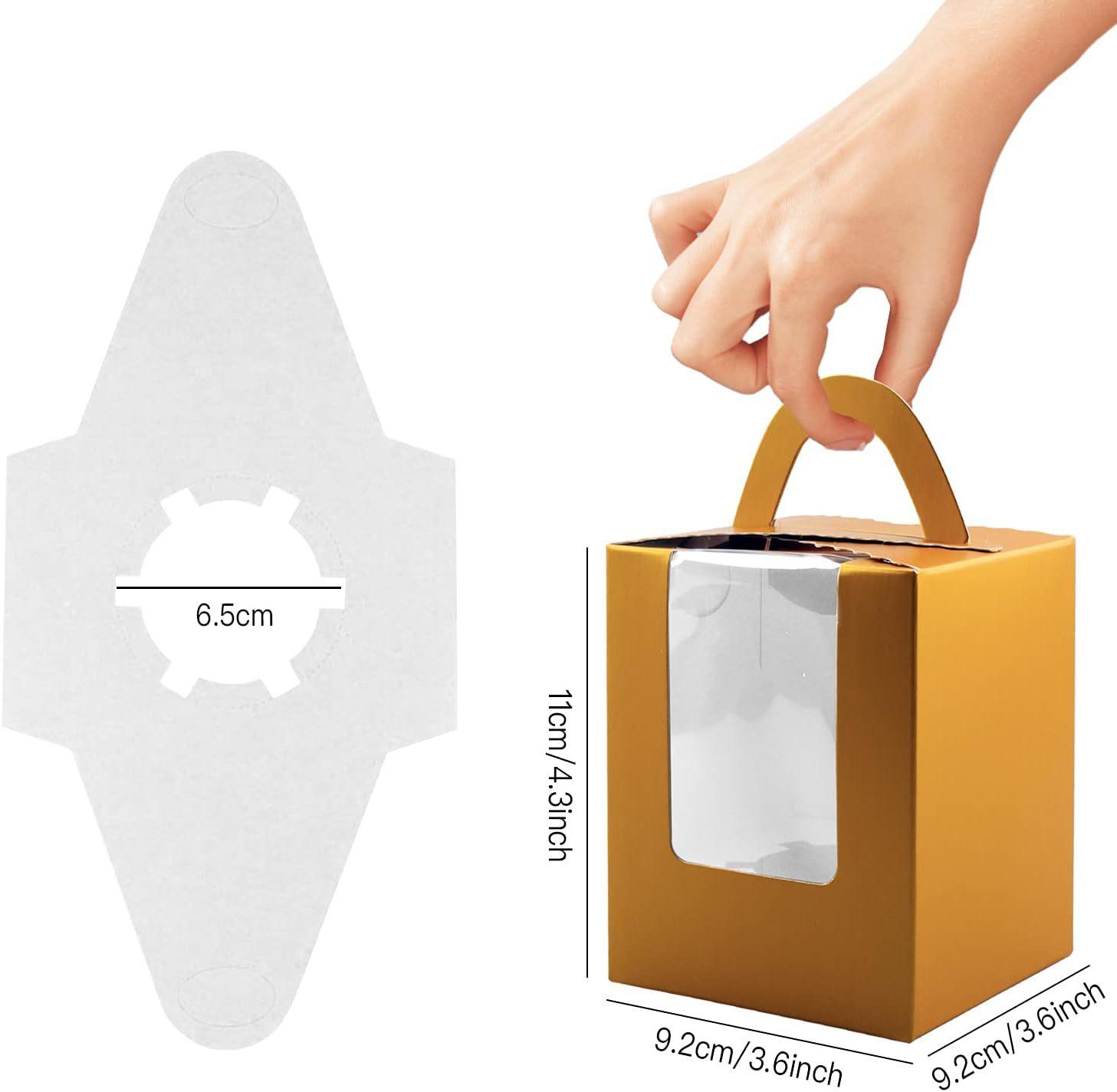 

Коробка для портативной упаковки однотонного цвета с прозрачным окошком, картонная, для выпечки тортов и десертов, объем на фабрике упаковки большой Gold; 9.2 * 9.2 * 11cm