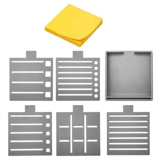 Note Holder for Desk Plastic Note Box with 5 Templates And Clamp Multi-Functional Note Organizer for Office School Home Use