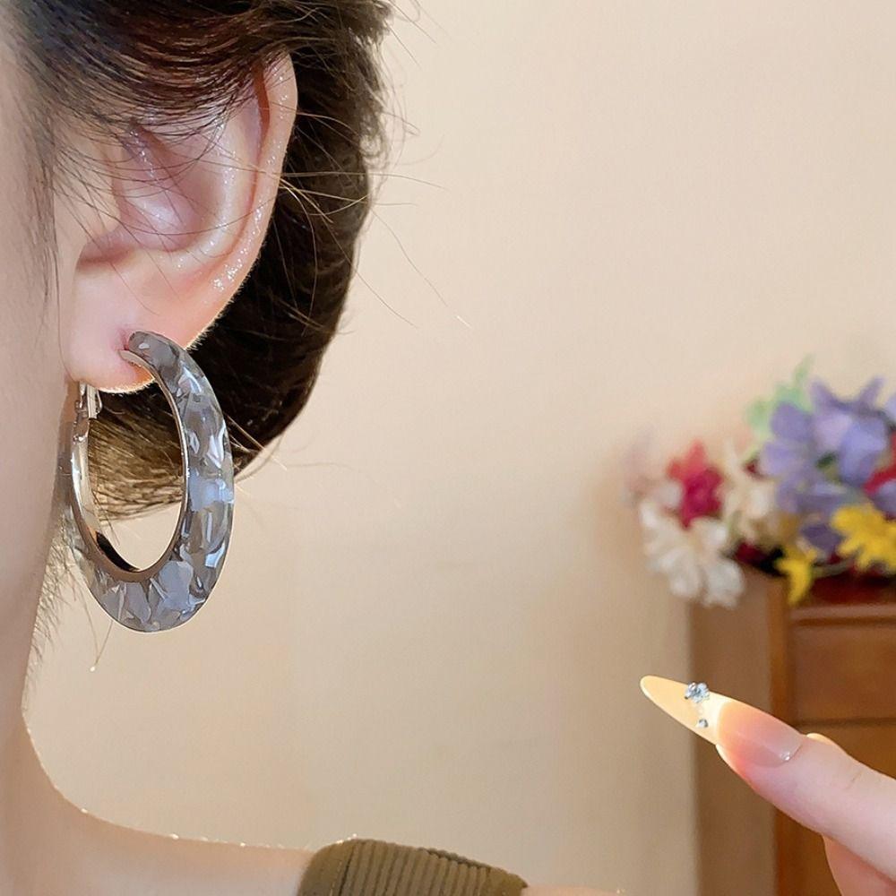 Acetic Acid Leopard Print Earrings Vintage C-shaped Earring Set Sweet Acetate Hoop Earrings  Girls