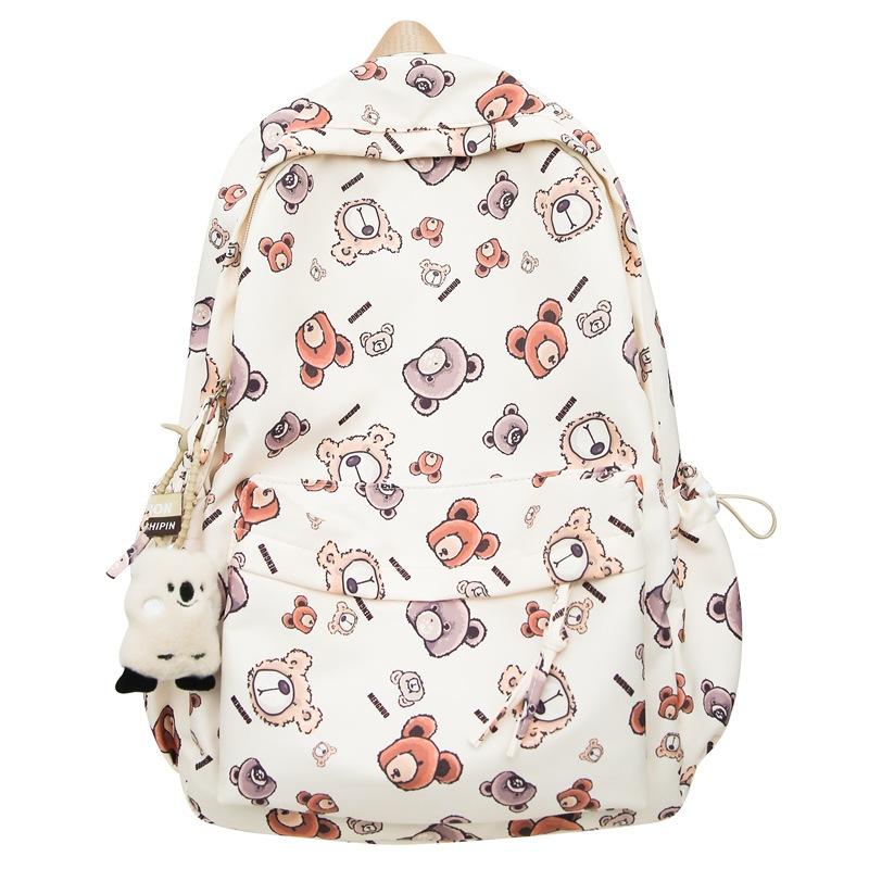 Bear Print Large Capacity Backpack Children Book Bag Cute Student Schoolbag