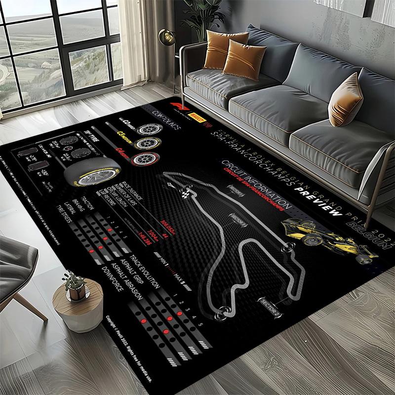 Alfombra Decorativa Tema Automovilismo Fórmula 1 Alfombra Amante de las Carreras Alfombra de Cuatro Estaciones Impresa con Circuito F1 Imola Monaco para Habitación Sofá