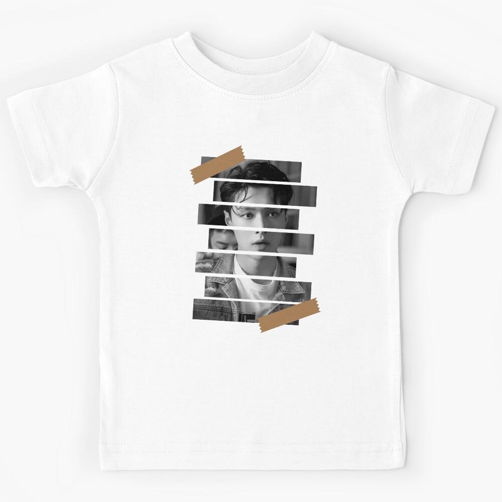 Zhang Yixing EXO Lay Zhang Korean Kpop Monochrome Stripe Design Kids T-Shirt 130