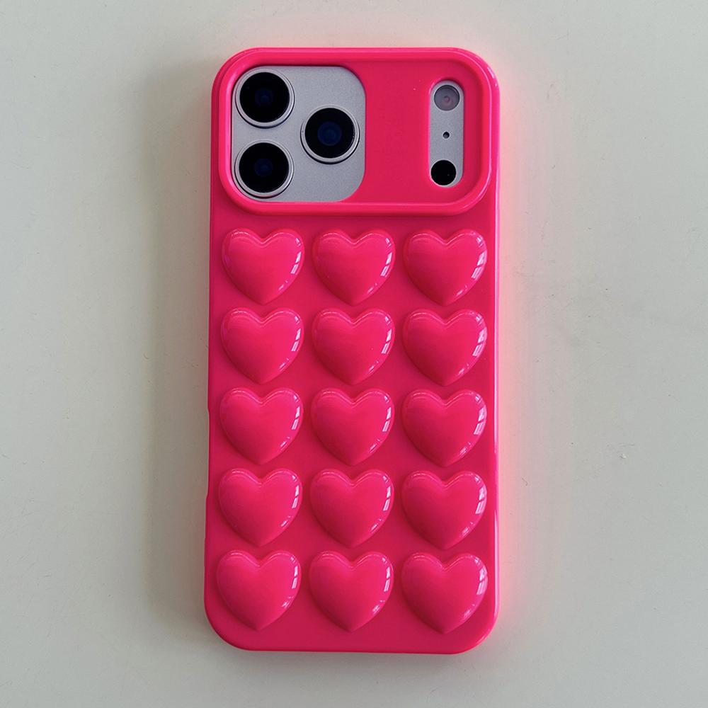 

Милый 3D Чехол-Сердечко для iPhone 17 16 15 14 13 12 11 Pro XS Max XR X 8P Однотонный Мягкий Силиконовый Ударопрочный Задний Чехол iPhone Air