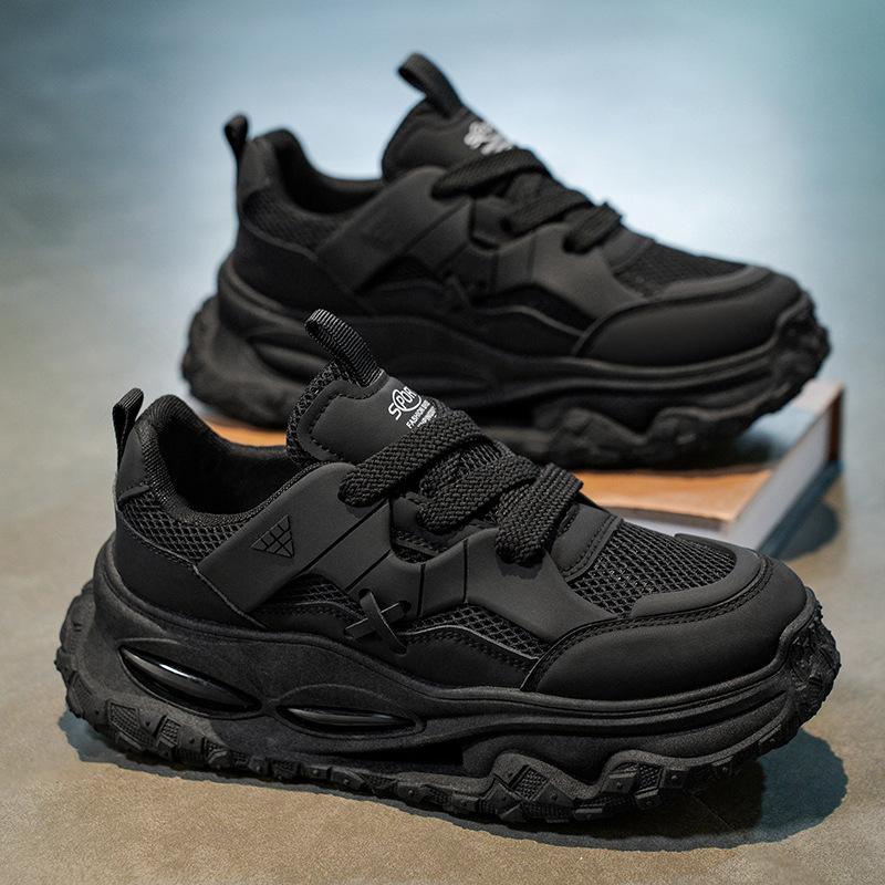 Men's shoes spring and summer breathable mesh single shoes casual height increase youth running shock absorption sports shoes