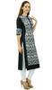 Phagun Women's Designer Straight Black Kurta 3 4 Sleeve Printed Casual