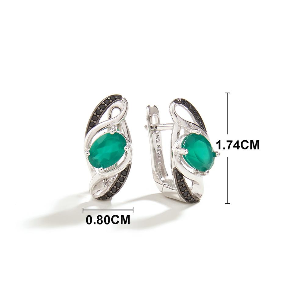 Orecchini Pendenti In Argento Sterling 925 Con Pietra Blu/Verde, Quadrati, Gioielli Donna Regalo, Confezione Con Scatola