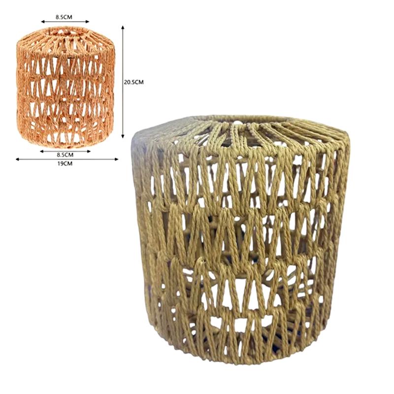 1 Piece Vintage Hanging Lampshade Handmade Woven Lamp Shade For Living Room Bedroom Hotel Simulated Rattan Light Fixture