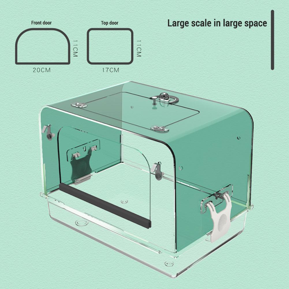 1PCS Bird Bath Box For Cage Bird Large Detachable Bathtub Shower Box Parrot Acrylic Clear Hanging Bath Box With Anti Slip Strip