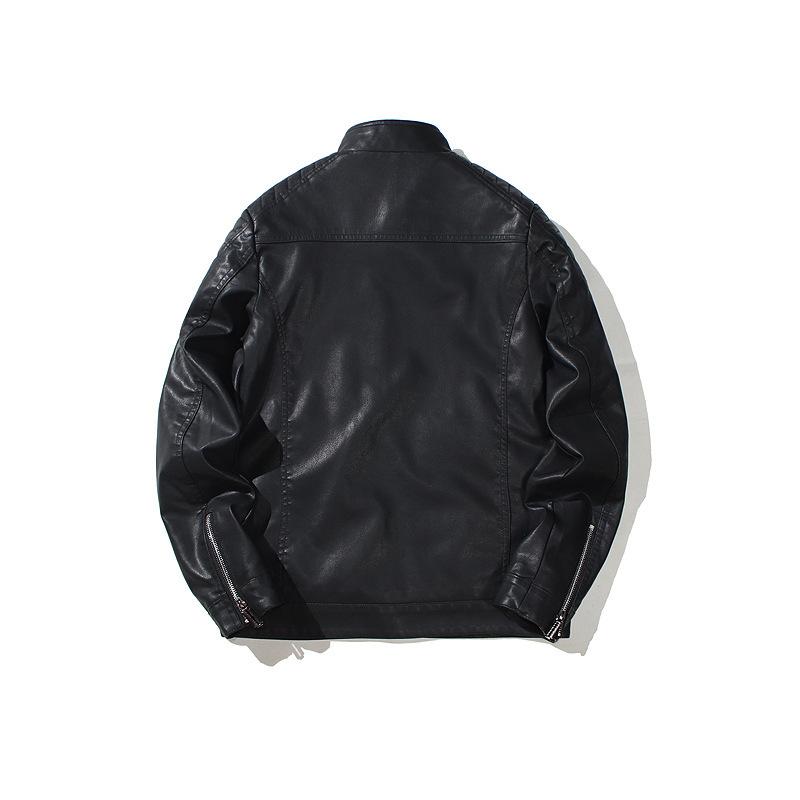 Autumn and winter locomotive jacket teen men's stand-up collar PU jacket casual stand-up collar leather jacket windproof warm jacket