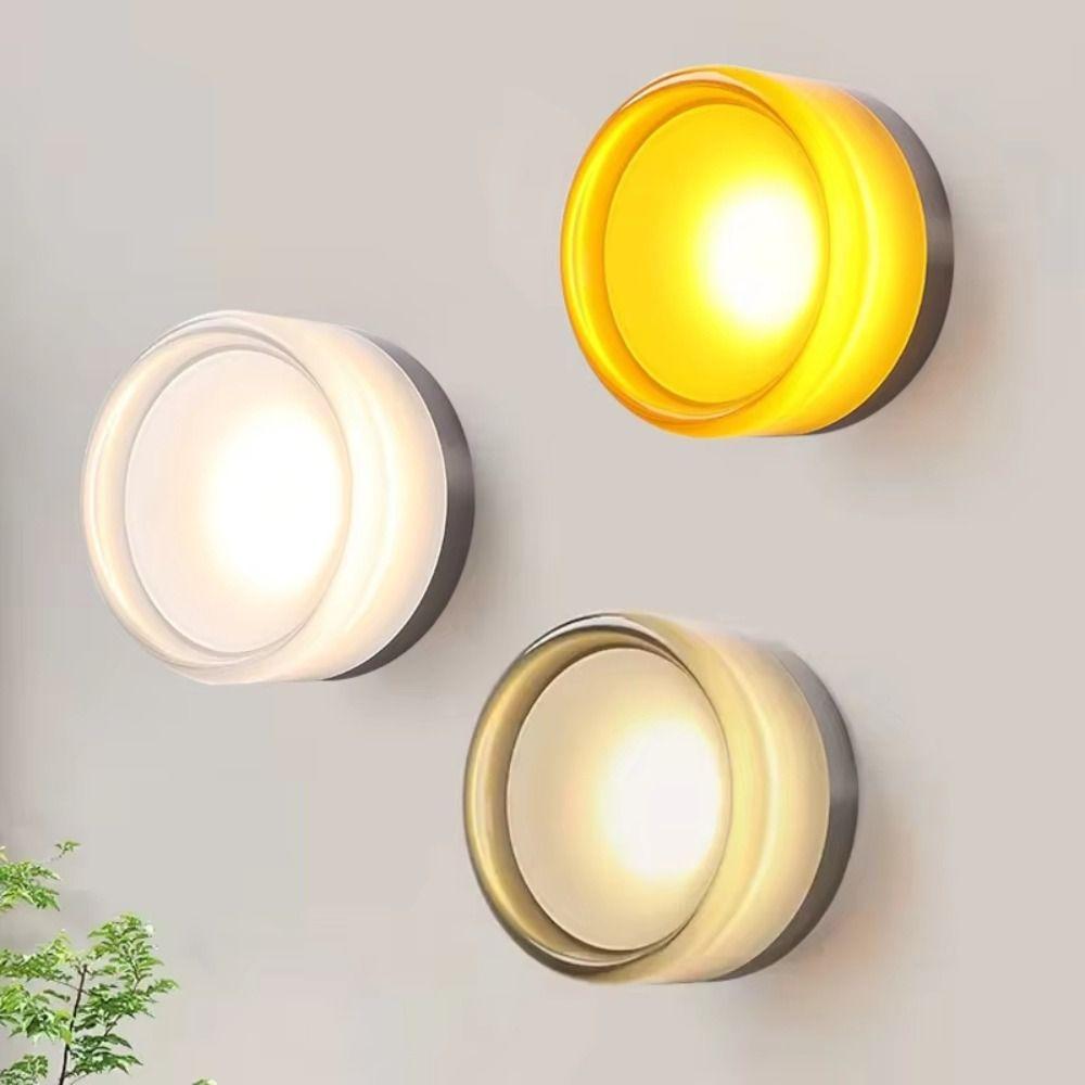 Amber Jelly LED Wall Lamp Round Design Nordic Style Lighting Fixture Waterproof Energy Saving Glass Ceiling Lamp
