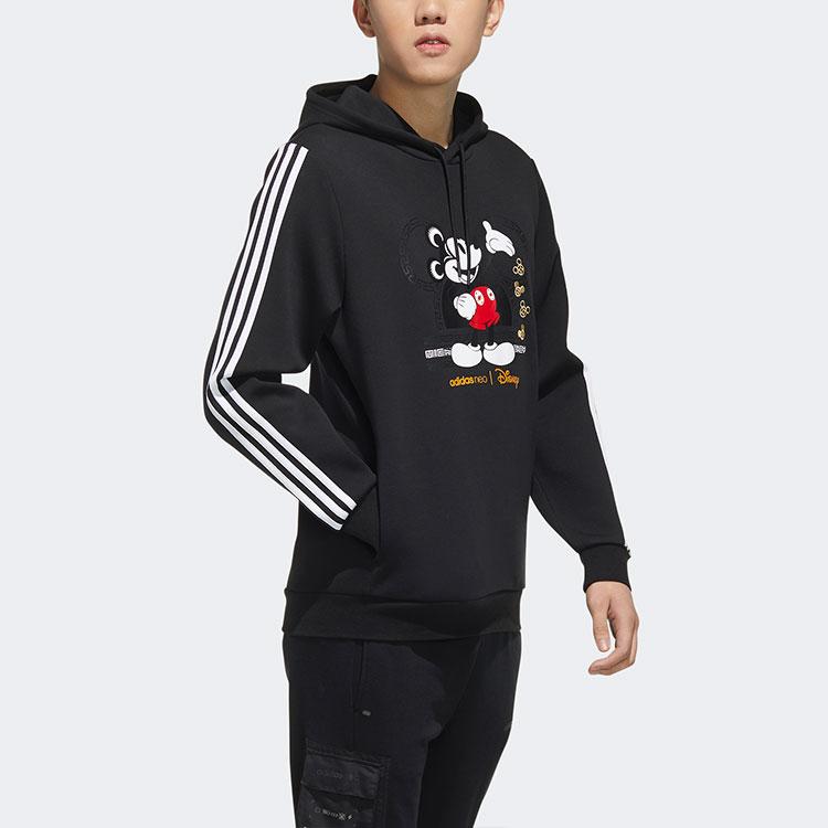 Adidas Neo Disney Collaboration New Year Limited Edition Mickey Mouse Graphic Hoodie Men Hoodie Black GE7769