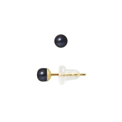 Ohrringe - - Schwarze Zuchtperlen 3-4 mm - Gelbgold 9 Karat - 2 Jahre Garantie