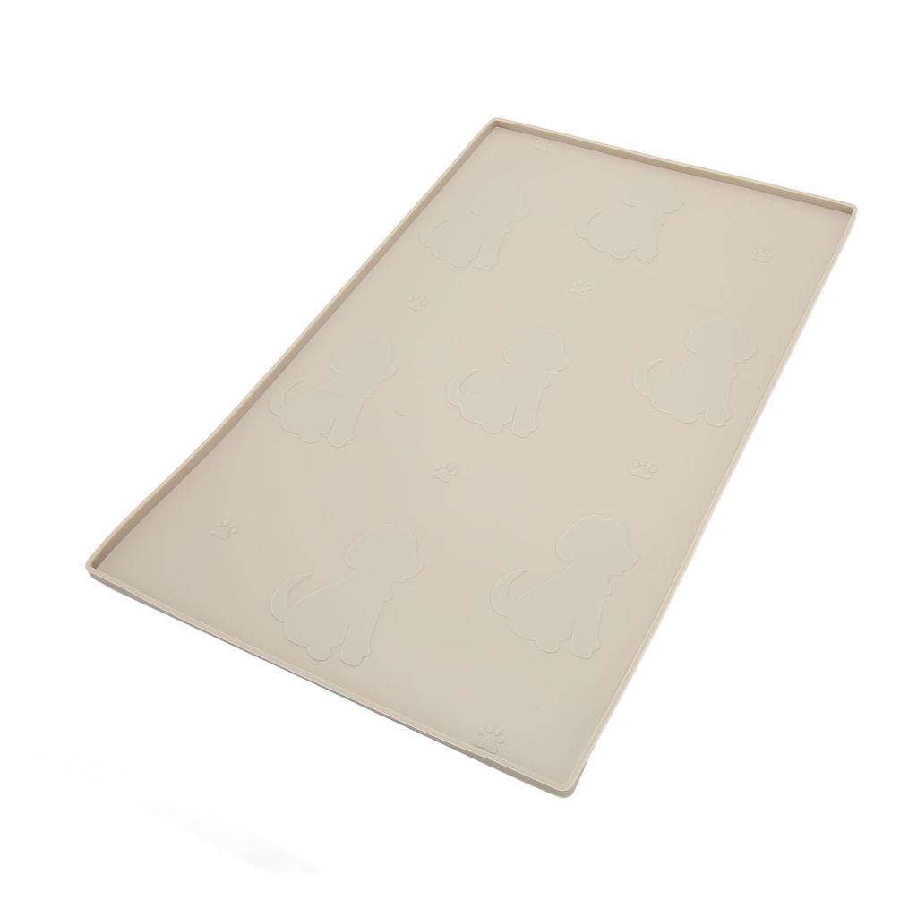 Pet Feeding Mat Puppy Pattern Waterproof Slip Resistance Small Food Grade Silicone Dog Food Mat for Floors Beige
