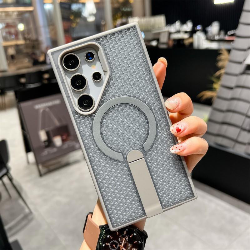 Cross Border Compatible Samsung S25Ultra Cellular Heat Dissipation Magnetic Phone Case S24plus Creative Invisible Bracket S23 Samsung S23