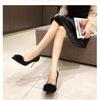 Women's Pointed Toe Fine Heel Black Sexy Women's Shoes Fur Shoes Winter Pumps Women Footwear Wedding Shoes Bride Tacones Mujer