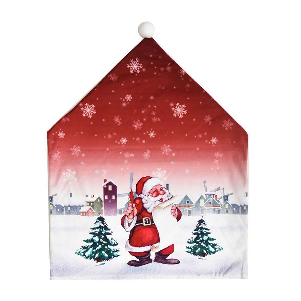 

Cartoon Snowflakes Christmas Decorations Kitchen Santa Claus Hat Dining Table Home Decoration Christmas Chair Covers