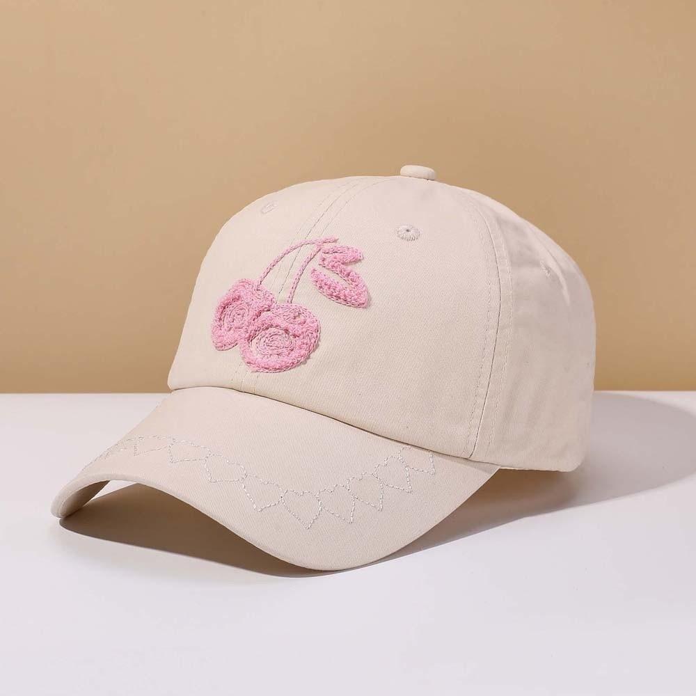 Korean Style Cherry Baseball Cap Sunscreen Sunshade Casquette Fashion Embroidered Peaked Hat  Girls