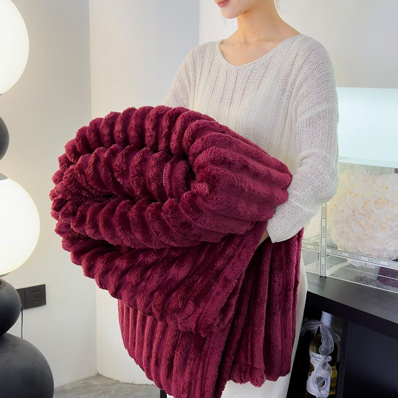 Rabbit Fur Plush Flannel Blanket - Sofa Cover & Nap Blanket for Office or Dormitory