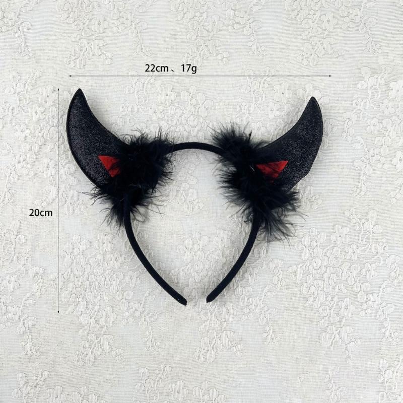 Halloween Cow Costume Animal Dress up Set Includes Cow Horn Headband, Tail, Bowtie for Kid Girl Halloween Cosplay Party