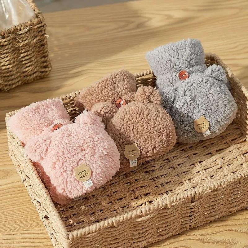 Women's Winter Warm Touch Screen Gloves Cute Cat Claw Sensory Fingerless Gloves Knitted Fluff Outdoor Flip Cover Gloves 1 Pair