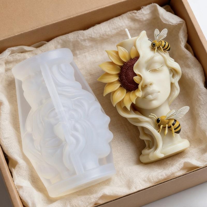 Floral Goddess Statue Silicone Candle Molds For Resin Art Handmade Candle Soap Chocolate and Wedding Anniversary Gift