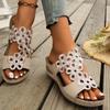 Size 36-43 Wedges Heel Gladiator Sandals Hollow-out Floral Summer Fashion Slippers Peep Toe Sandalias Mujer Women's Shoes Casual