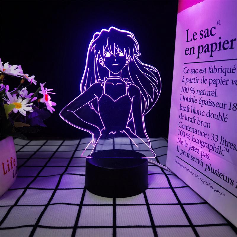 Lumină de noapte LED Neon Genesis Evangelion: Figura colorată din acrilic 3D cu telecomandă la atingere