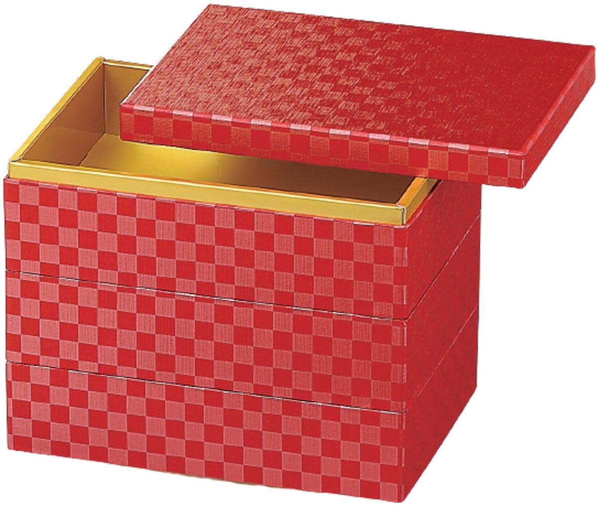 

Outdoor Lunch Box Made in 3 Rectangular Heavy Red Checkered x x J-kitchens (Bento Box) Japan, Tiers, 7-inch Paper, Pattern, 20.5cm 14.5cm 16.8cm