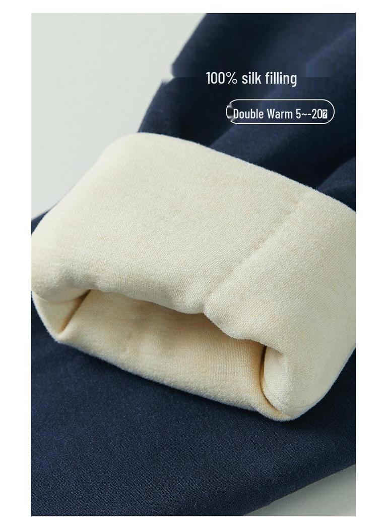 Tangge Unisex Maulbeerseide Mid-Waist Wärme Basisschicht Hose