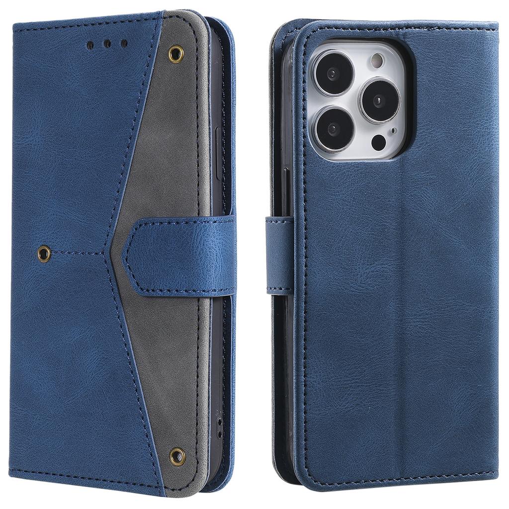 For iPhone 16 Pro Case Leather Flip Phone Cover Splicing Stitching