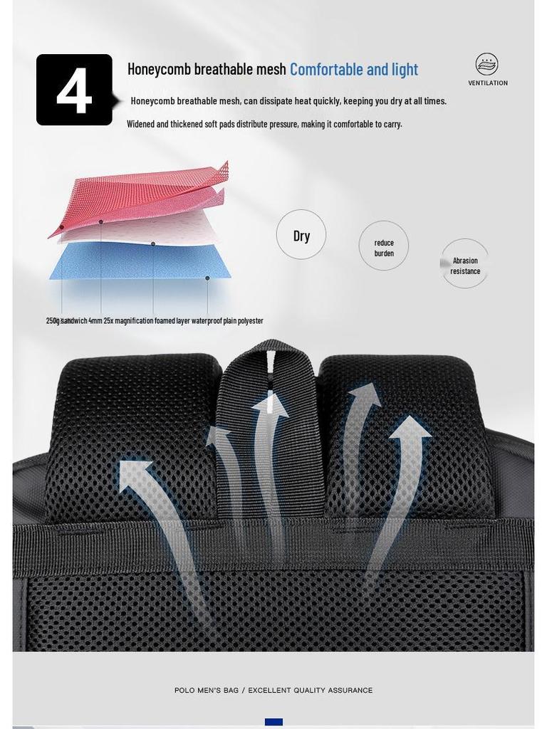 תרמיל גב עמיד למים עם טעינת USB למחשב נייד, לגברים, לעסקים ולקולג