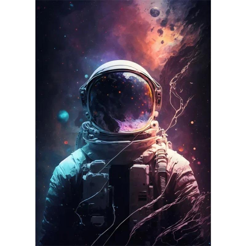 Astronaut In Flowers Canvas Painting Cosmonaut and Planet Posters Prints Modern Wall Art Pictures for Home Kid Beroom Decoration