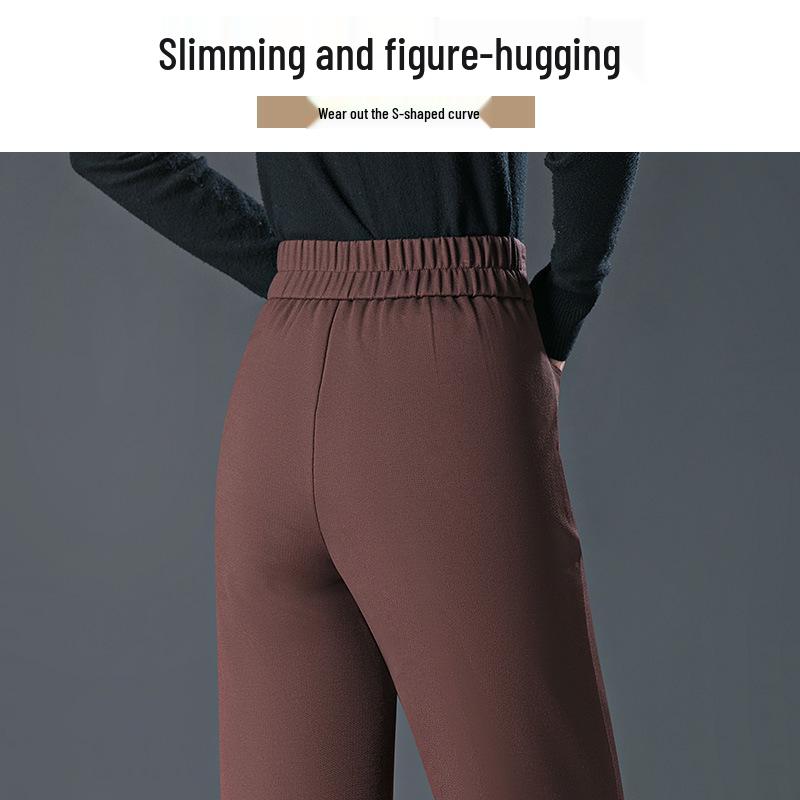 Drapey High-Waisted Wide-Leg Suit Pants for Women: Plus Size, Slimming, Perfect for Spring/Autumn, Ideal for Middle-Aged Mothers