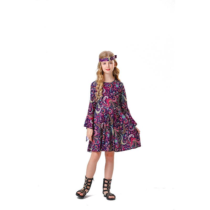 Cosplay carnival kids 10s vintage hippie disco costumes kids masquerade costumes