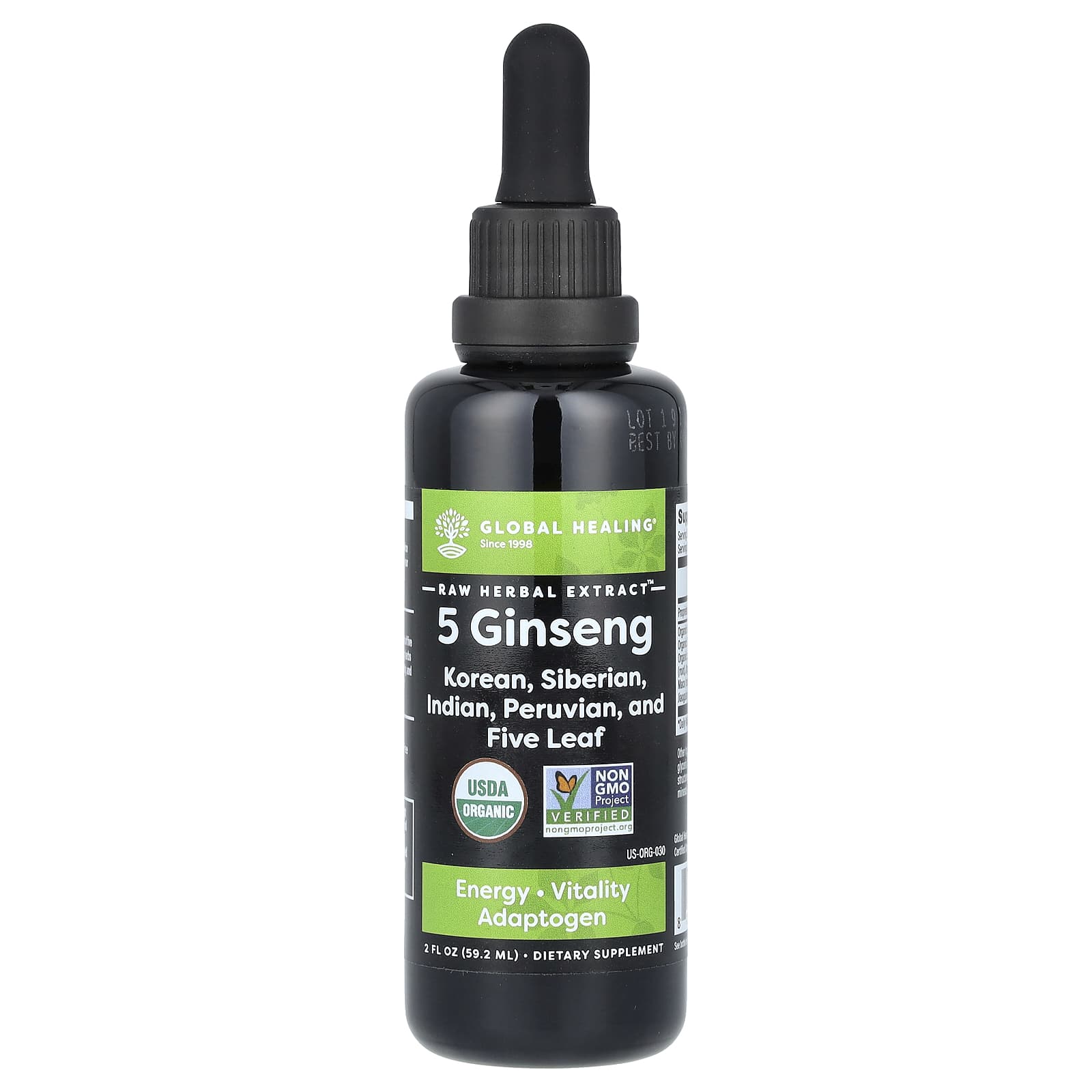 

Global Healing, Raw Herbal Extracts, 5 Ginseng, 2 fl oz (59.2 ml)