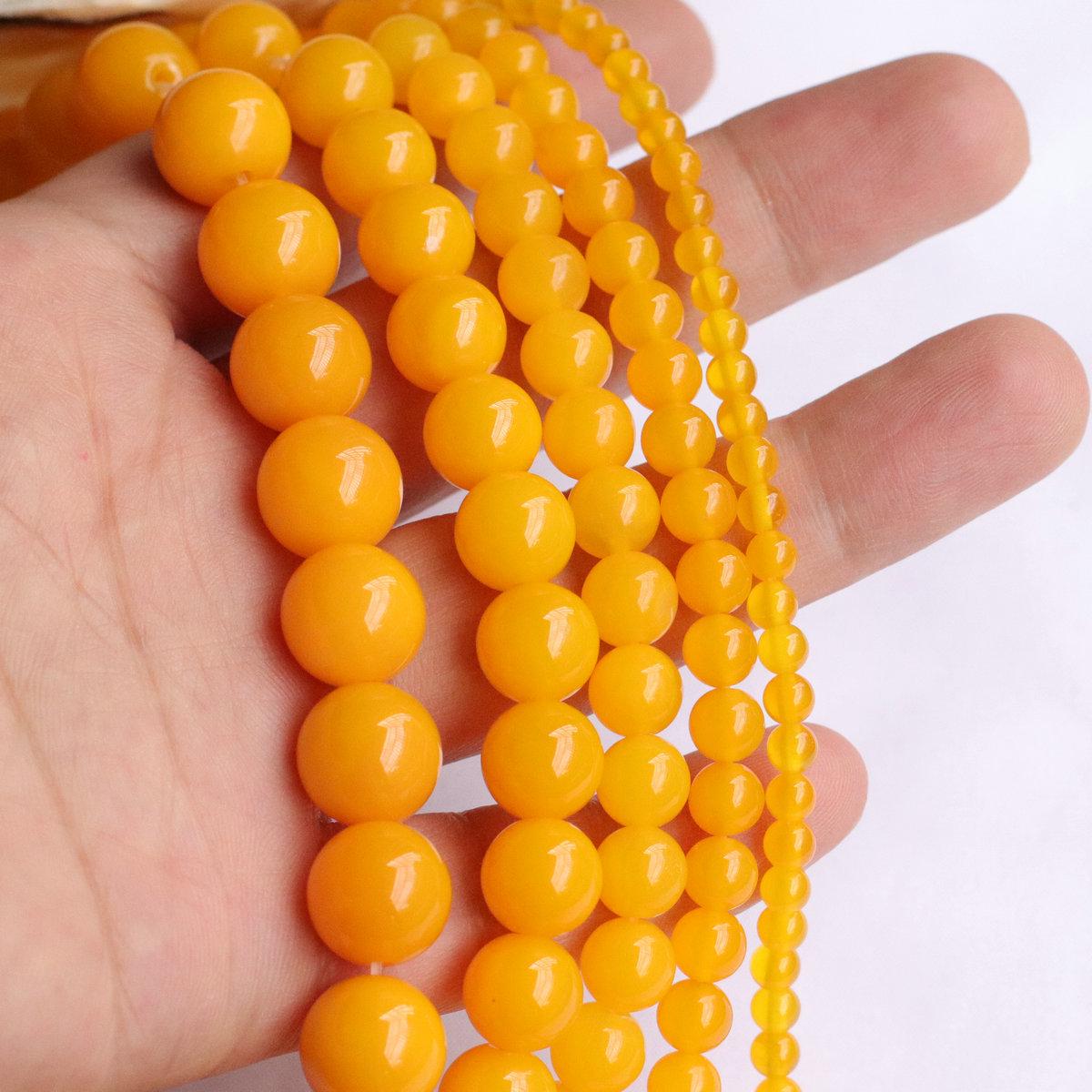 Honey Yellow Agate Round Beads (4-12mm) - Handmade DIY Jewelry Material Strands 4mm strand