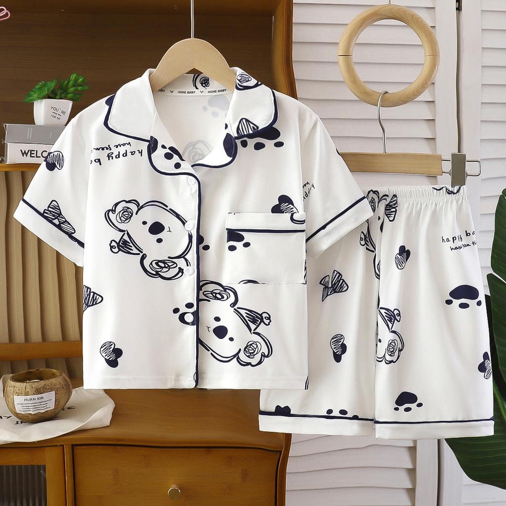 Animal Patterns Kids Summer Pajamas With Breathable Fabric