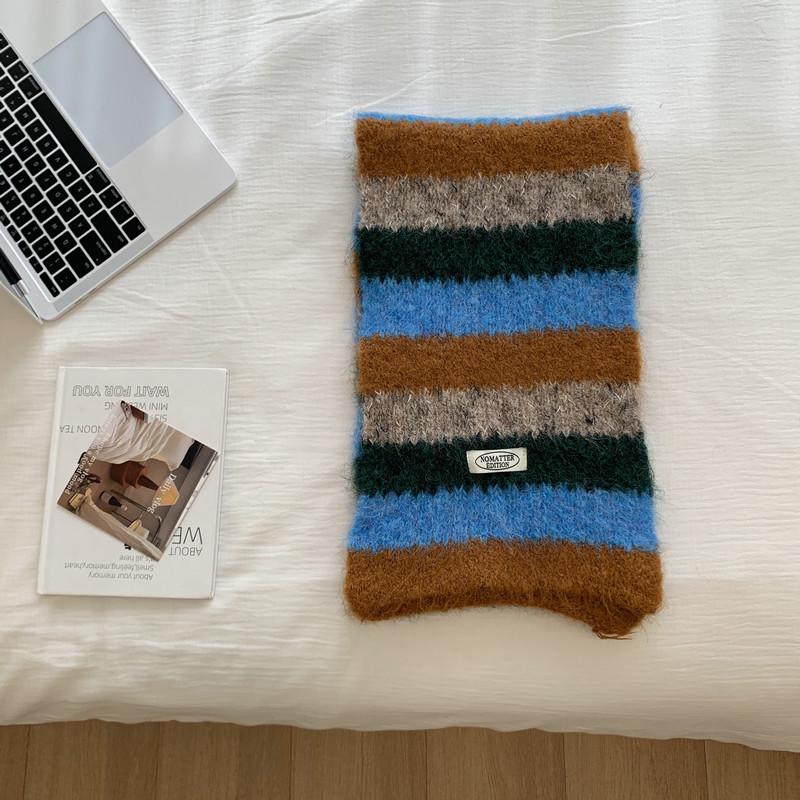 

Ins Dopamine Mohair Rainbow Scarf: Multifunctional, Warm Winter Neckwear with Colorful Stripes in Japanese College Style. 180