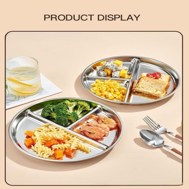 ZISIZ Stainless Steel 3-Compartment Diet Plate