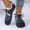 Fashion Women Casual Flats Shoes Lightweight Plush Cotton Warm Loafers Winter 2024 New Trend Lace Up Running Sneakers Zapatos De Mujer