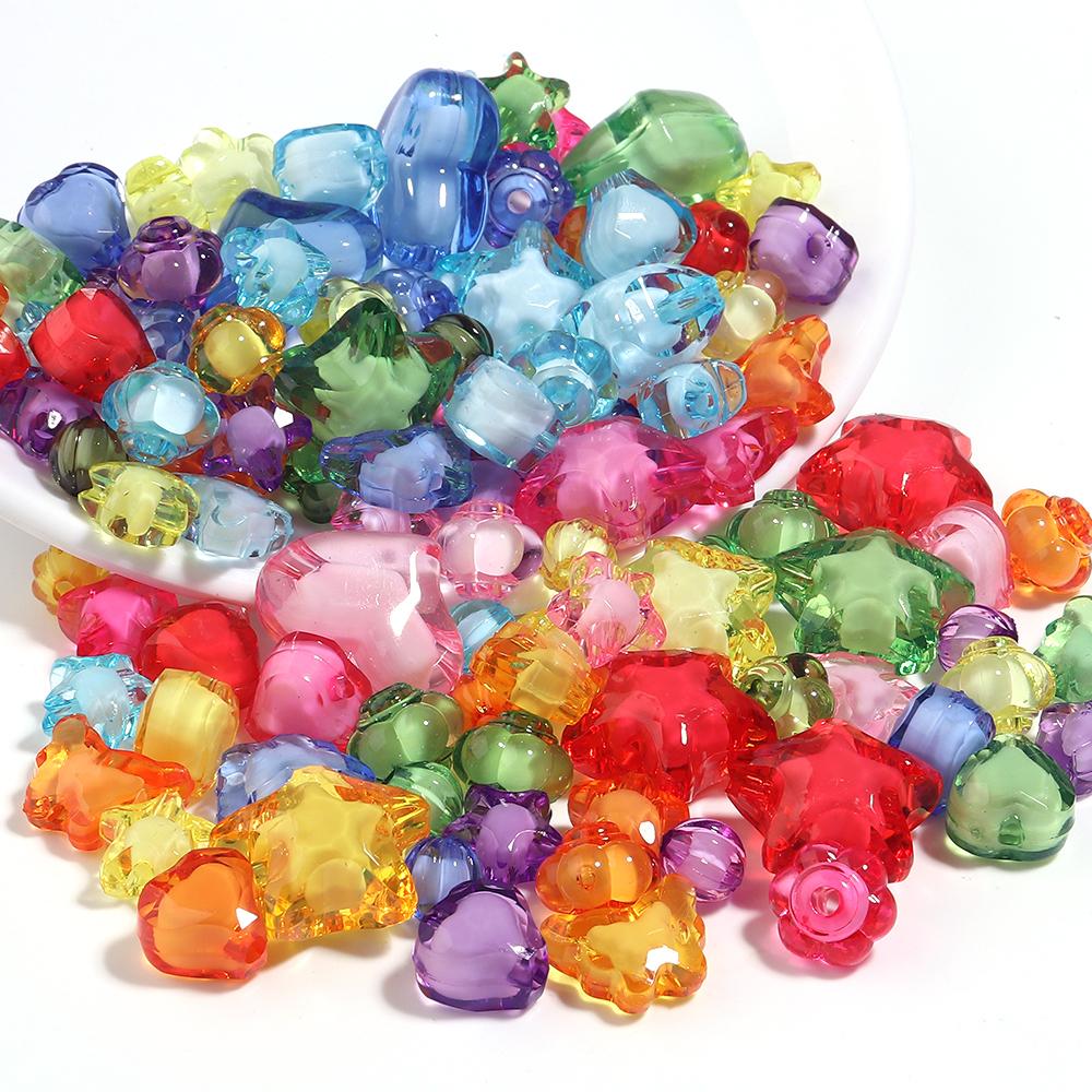 20-50pcs Candy Colored Acrylic Beads Pumpkin Star Butterfly Shape Loose Spaced Beads For DIY Fashion Bracelet Keychain Accessory