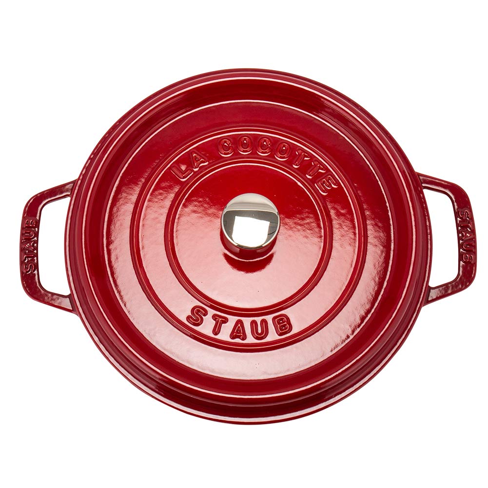 Staub Pico Cocotte Round 24cm 1102406 Two Handed Pot Enamel Pot Rund Brater Cherry Pico Cocotte Pot Stylish Cookware Kitchen Supplies [Staub]