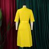 YYFS Women's Fashion Summer Spring Solid Color Print Short Sleeve V-Neck High Waist Casual Dresses