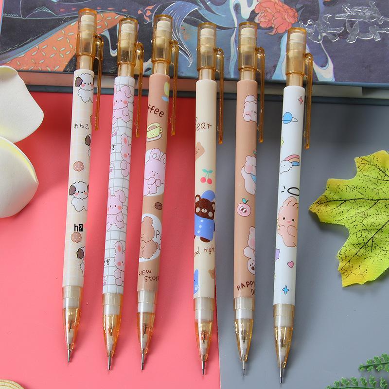 Creative Honey Peach Cute Mechanical Pencil for Students, High-Value, Sharpless, Push Design