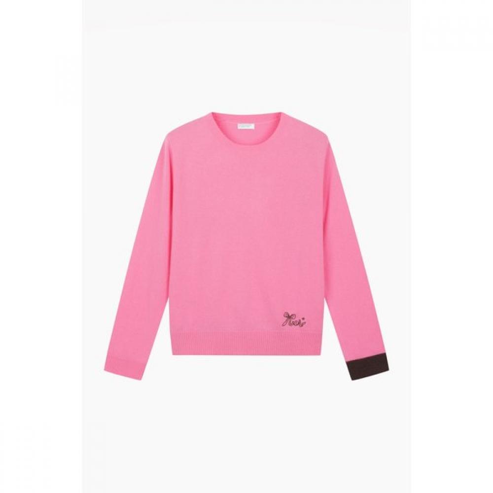 Benetton Wool Knit Block Sleeve Bakpf9561 PK (pink)/OS