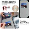 For iPhone 16 Case Compatible with MagSafe RFID Blocking Leather Wallet Cover with Rotating Ring Kickstand