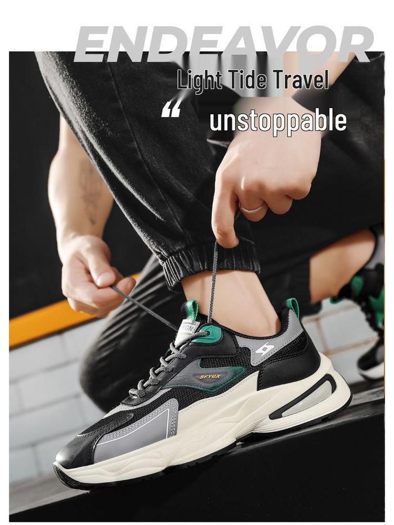 2025 Men's Breathable Mesh Sport Casual Dad Shoes - Odor & Wear-Resistant, Thick-Soled, Versatile Summer Style