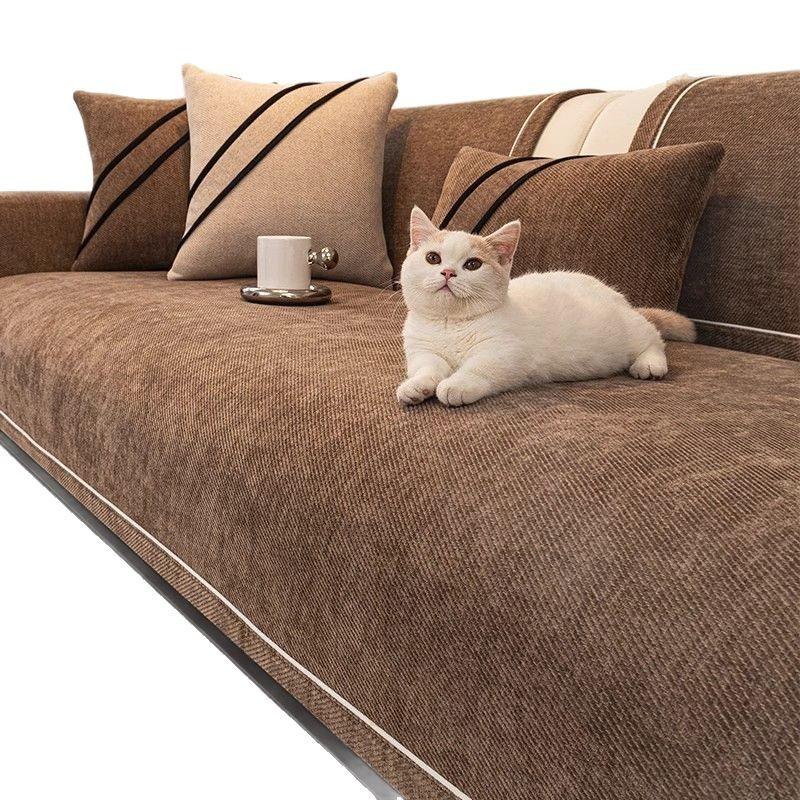 New Light Luxury Sofa Cover Pad High-End Chenier Non-Slip Seat Cushion Four-Season Universal Straight Sofa Cover Cloth