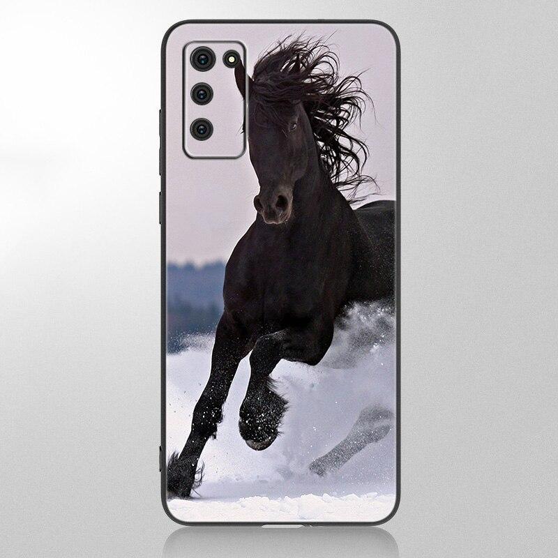 Pouzdro na telefon Horses Running Samsung Galaxy A12 A02S A22 A32 A52 A72 A71 A51 A41 A31 A21 A11 A50 A70 A10S A20S Černý měkký kryt